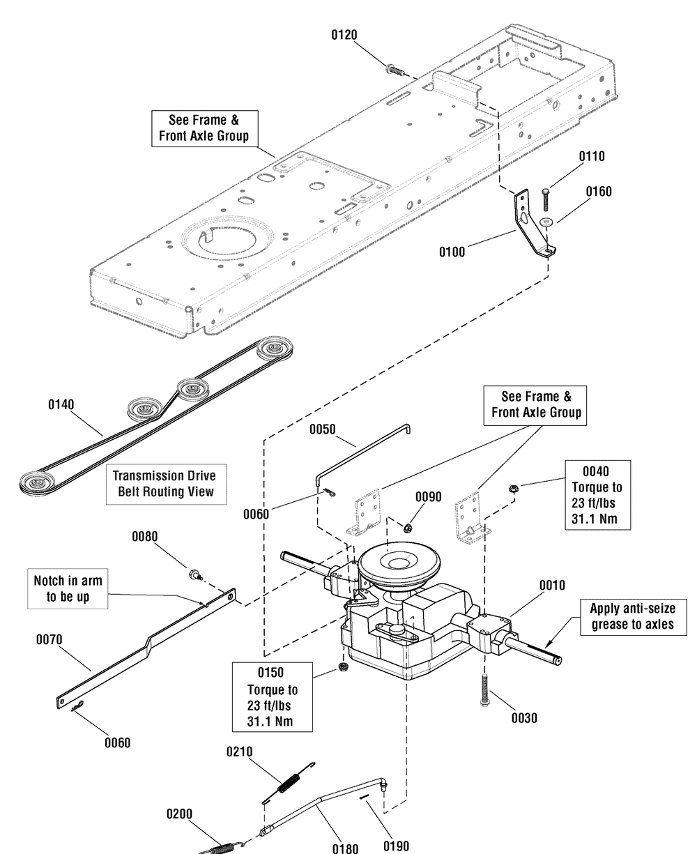 Transmission Group Diagram and Parts List for 2691085-00 (107250040-CTX9000)(2012) Briggs and Stratton Lawn Tractor Accessories